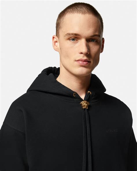 versace medusa bathrobe with hoodie black|Versace bloomingdale's.